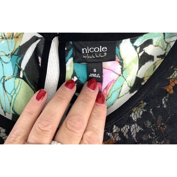 Nicole Miller Women's Sleeveless Tropical Floral Colorful Tunic Blouse S - Picture 2 of 8